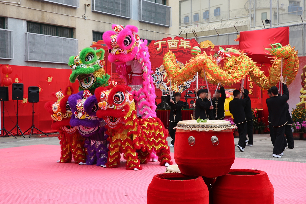 A dragon and lion dance that welcomes the Chinese New Year