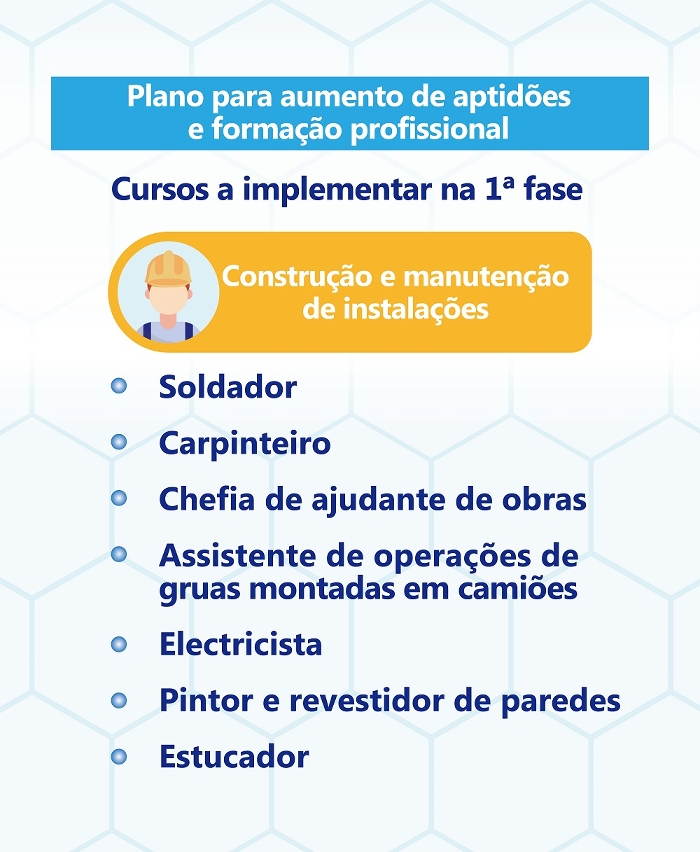 Sete cursos a implementar na 1ª fase