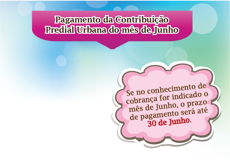 Pagamento da Contribuição Predial Urbana do mês de Junho