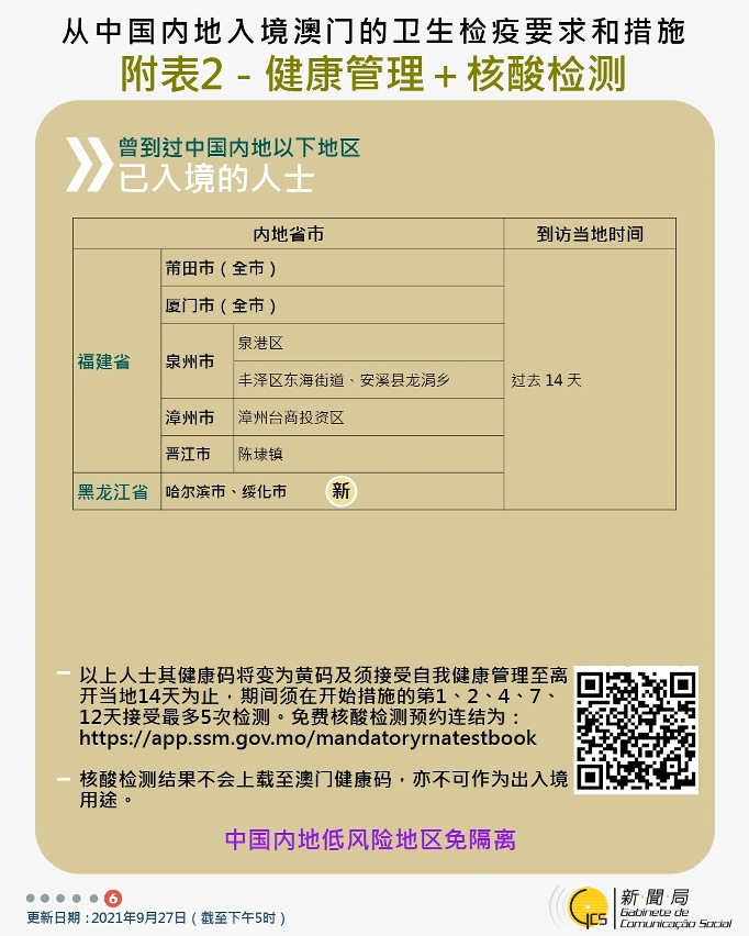 不同身份人士入境澳門衛生檢疫要求和措施