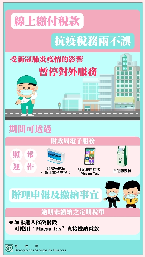 因應疫情暫停服務　申報及繳納期限適當延長  財政局籲多用電子渠道繳付