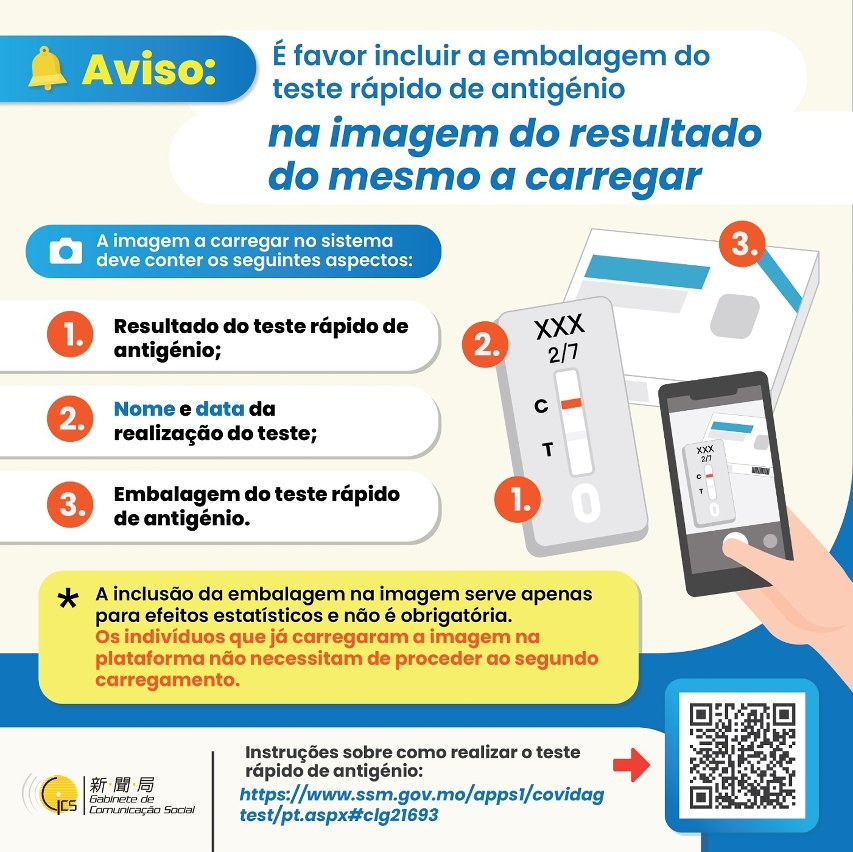 É favor incluir a embalagem do teste rápido de antigénio na imagem do resultado do mesmo a carregar