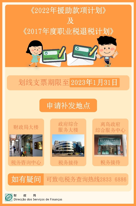 《2022年援助款项计划》及《2017年度职业税退税计划》划线支票提款期限至2023年1月31日_简体