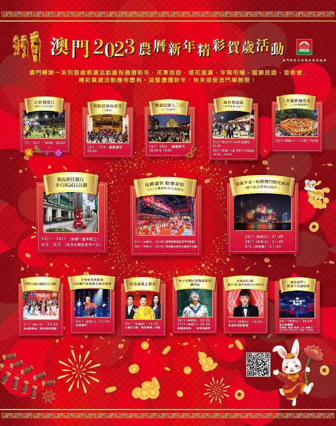 Programa das actividades comemorativas do Ano Novo Lunar de 2023 em Macau