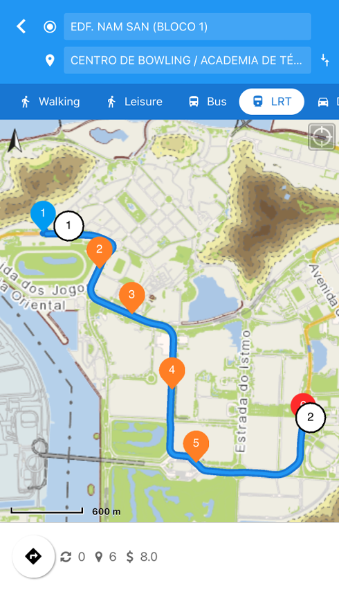 LRT route scheme searches for the appropriate LRT stations near the starting and ending point