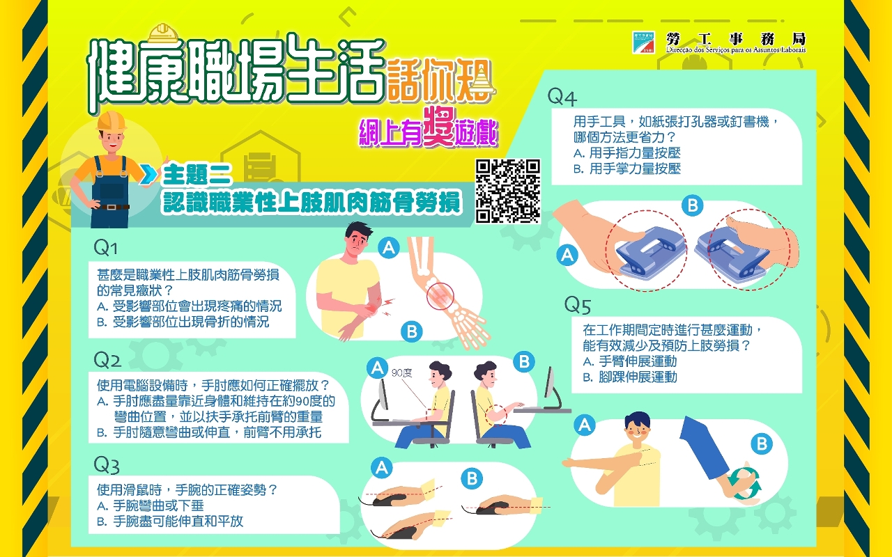 勞工局推出有獎遊戲呼籲大眾認識職業性肌肉勞損