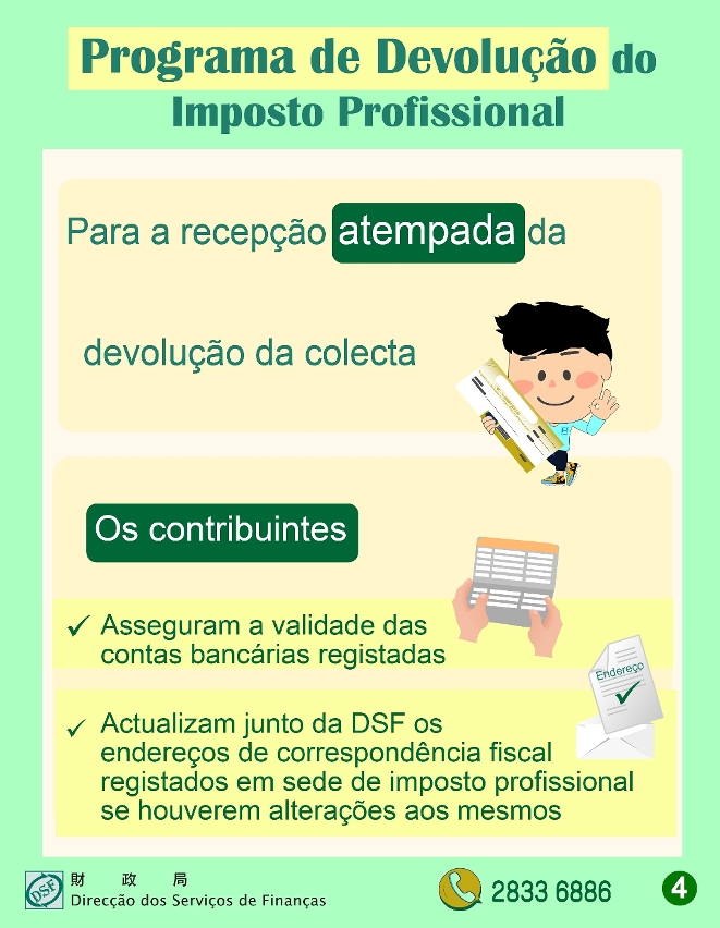 A partir de 24 de Maio, a Direcção dos Serviços de Finanças procede à devolução de 60% da colecta do imposto profissional do ano de 2022, a cerca de 158 mil contribuintes_4