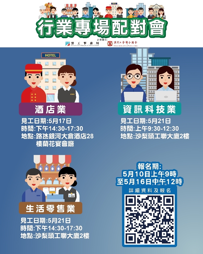 勞工局5月續辦3場配對會共提供287個職缺