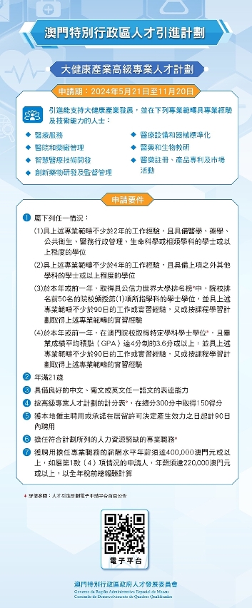 大健康產業高級專業人才計劃