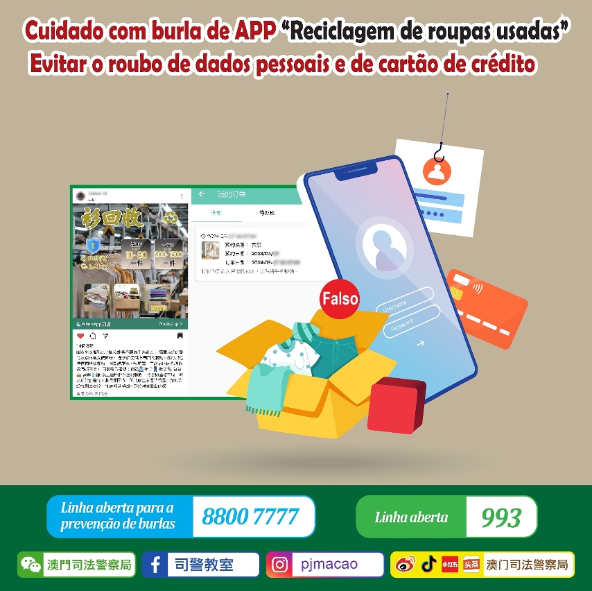 Cuidado com novo tipo de burla de APP “Reciclagem de roupas usadas” para evitar o roubo de dados pessoais e de cartão de crédito