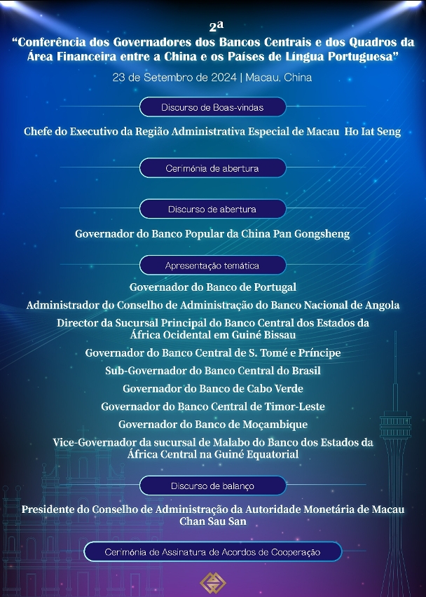 Actividades prioritárias da 2.ª Conferência dos Governadores dos Bancos Centrais e dos Quadros da Área Financeira entre a China e os Países de Língua Portuguesa