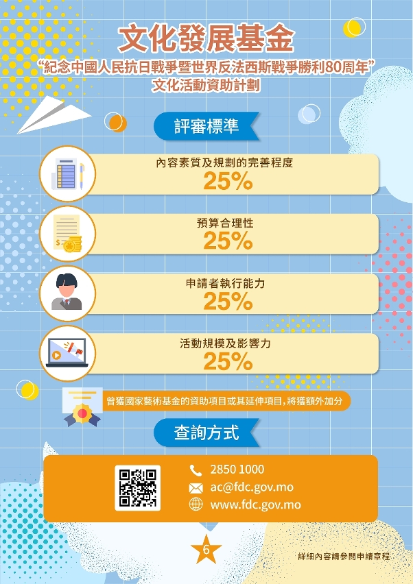 “紀念中國人民抗日戰爭暨世界反法西斯戰爭勝利80周年”文化活動資助計劃 (6)