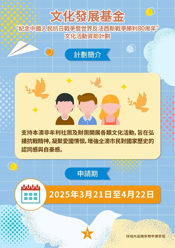 “紀念中國人民抗日戰爭暨世界反法西斯戰爭勝利80周年”文化活動資助計劃 (1)