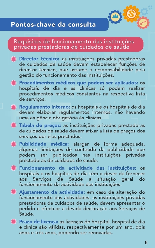 Infografia de consulta pública - «Regime jurídico para o exercício de actividade das instituições privadas prestadoras de cuidados de saúde»