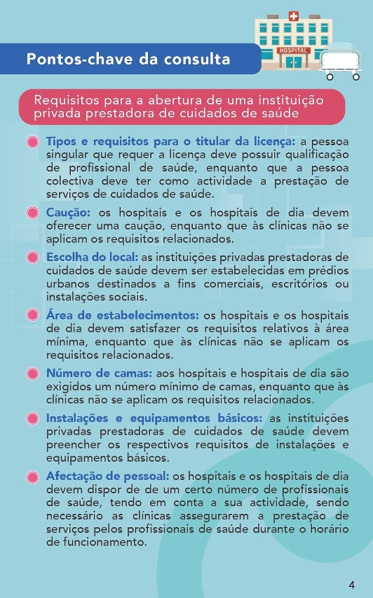 Infografia de consulta pública - «Regime jurídico para o exercício de actividade das instituições privadas prestadoras de cuidados de saúde»
