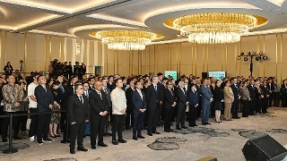 Chefe do Executivo, Sam Hou Fai,  na recepção oferecida pelo Governo da Região Administrativa Especial de Macau, realizada em Jacarta,  na Indonésia.