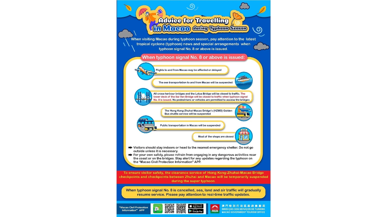 【Safety reminder】MGTO calls for visitors’ attention to typhoon updates and activity arrangements