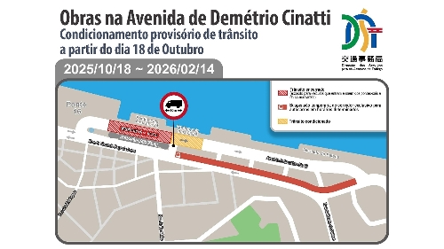 Medidas provisórias de trânsito na Avenida de Demétrio Cinatti a partir de 18 de Outubro Suspensão temporária de alguns troços do corredor exclusivo para autocarros em horários determinados