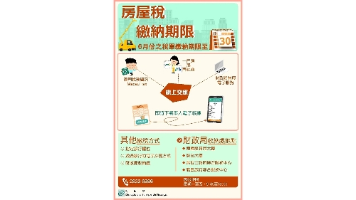 繳納月份屬6月的房屋稅，繳納期限至6月30日