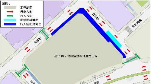 Construção do campo desportivo provisório no lote BT7 da Taipa para enriquecer os espaços recreativos e desportivos da cidade Implementação de medidas provisórias de trânsito nas vias envolventes a partir do dia 29 de Junho
