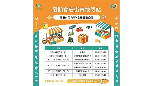 “暑期食安街市快闪站”深入社区      推广正确食材处理要诀