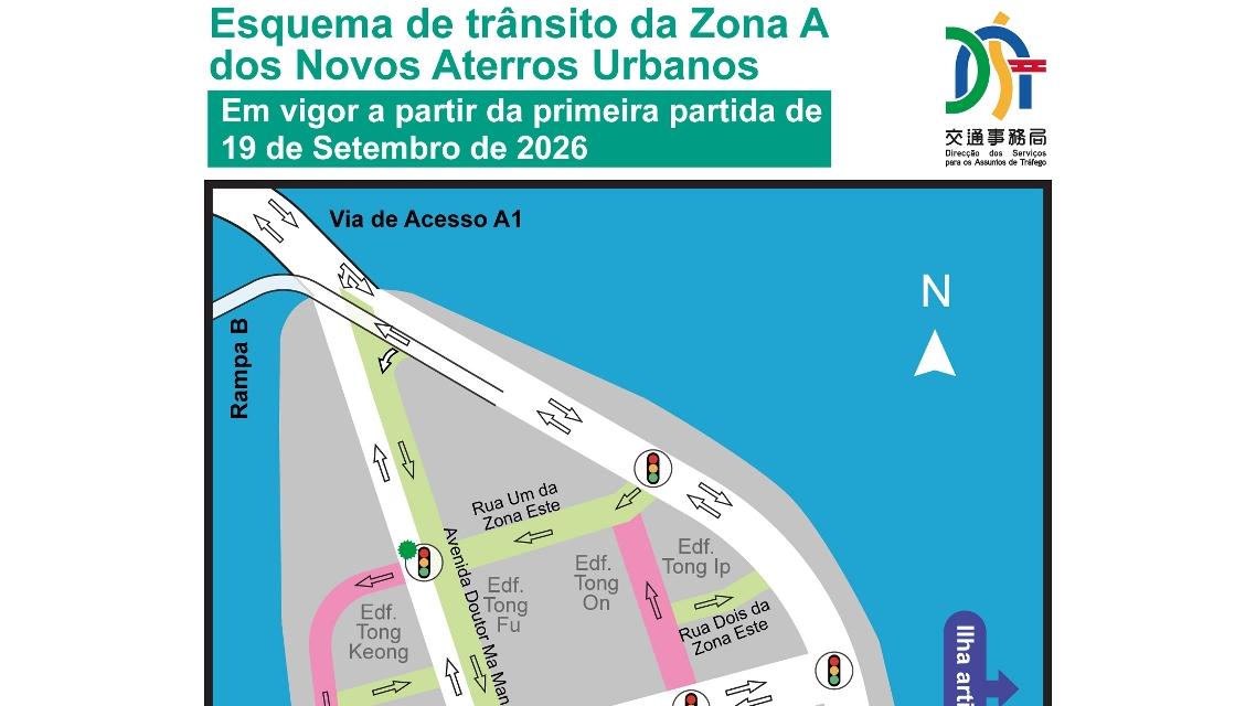 Abertura integral das vias públicas a norte da Rua Seis da Zona Este na Zona A dos Novos Aterros Urbanos a partir de 19 de Setembro