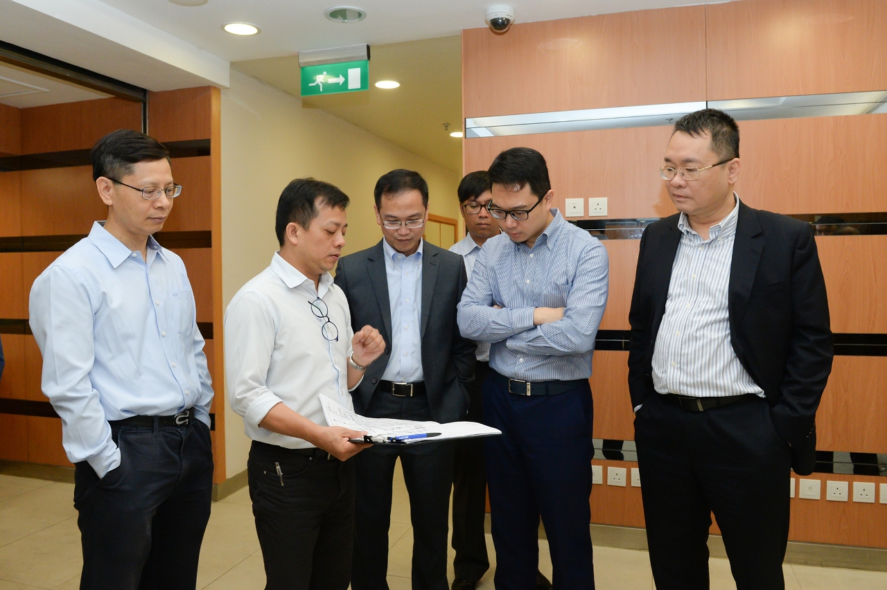 Members of the Electoral Affairs Commission for the Legislative Assembly Election inspect facilities of polling stations.