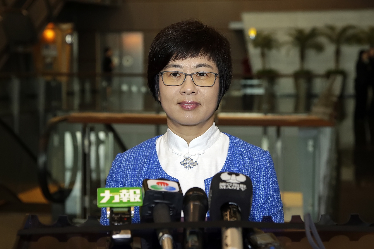 Secretária para a Administração e Justiça, Sónia Chan, fala à comunicação social