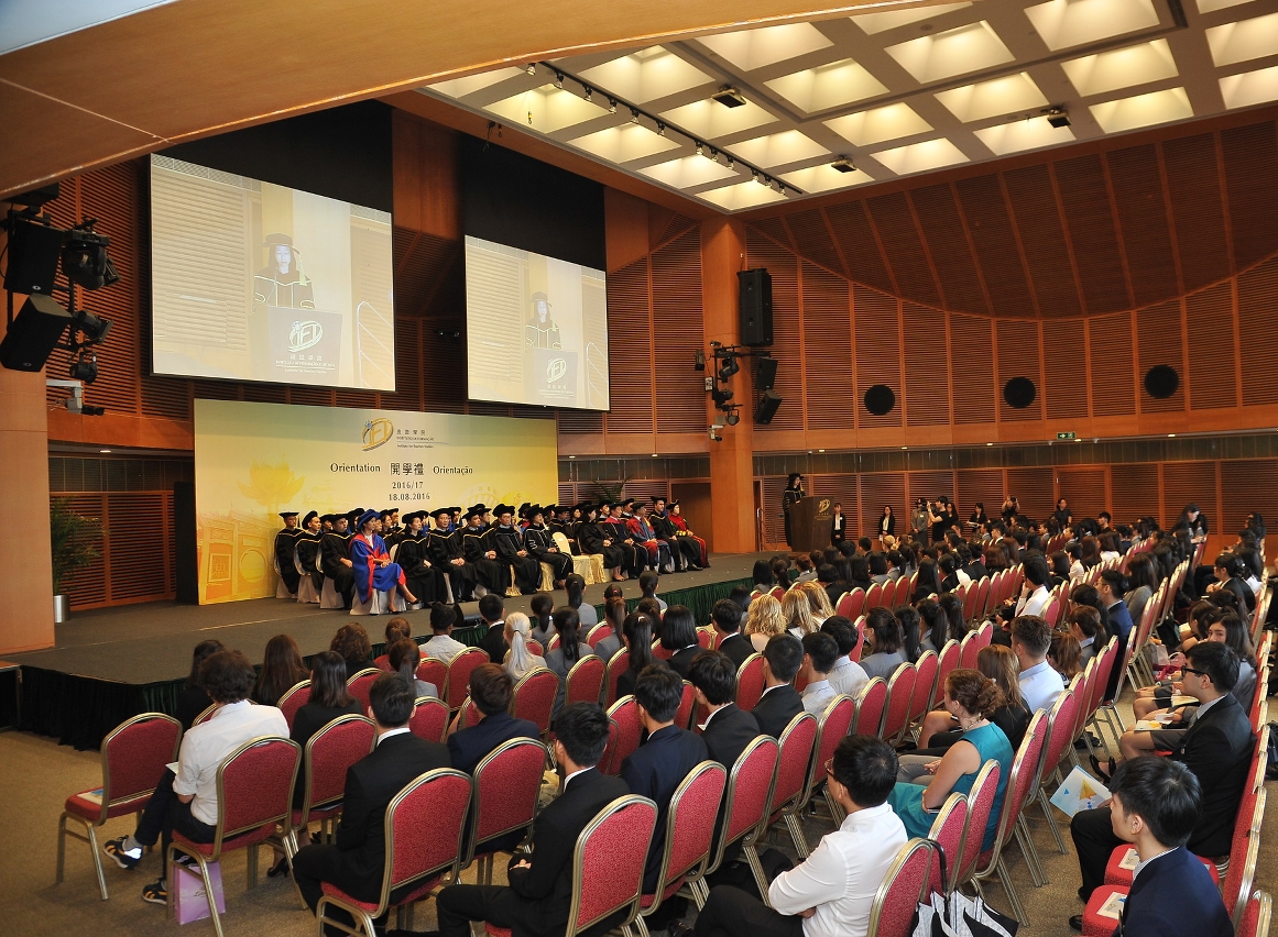 President of IFT, Dr. Fanny Vong, addressed her welcome speech to freshmen and exchange students