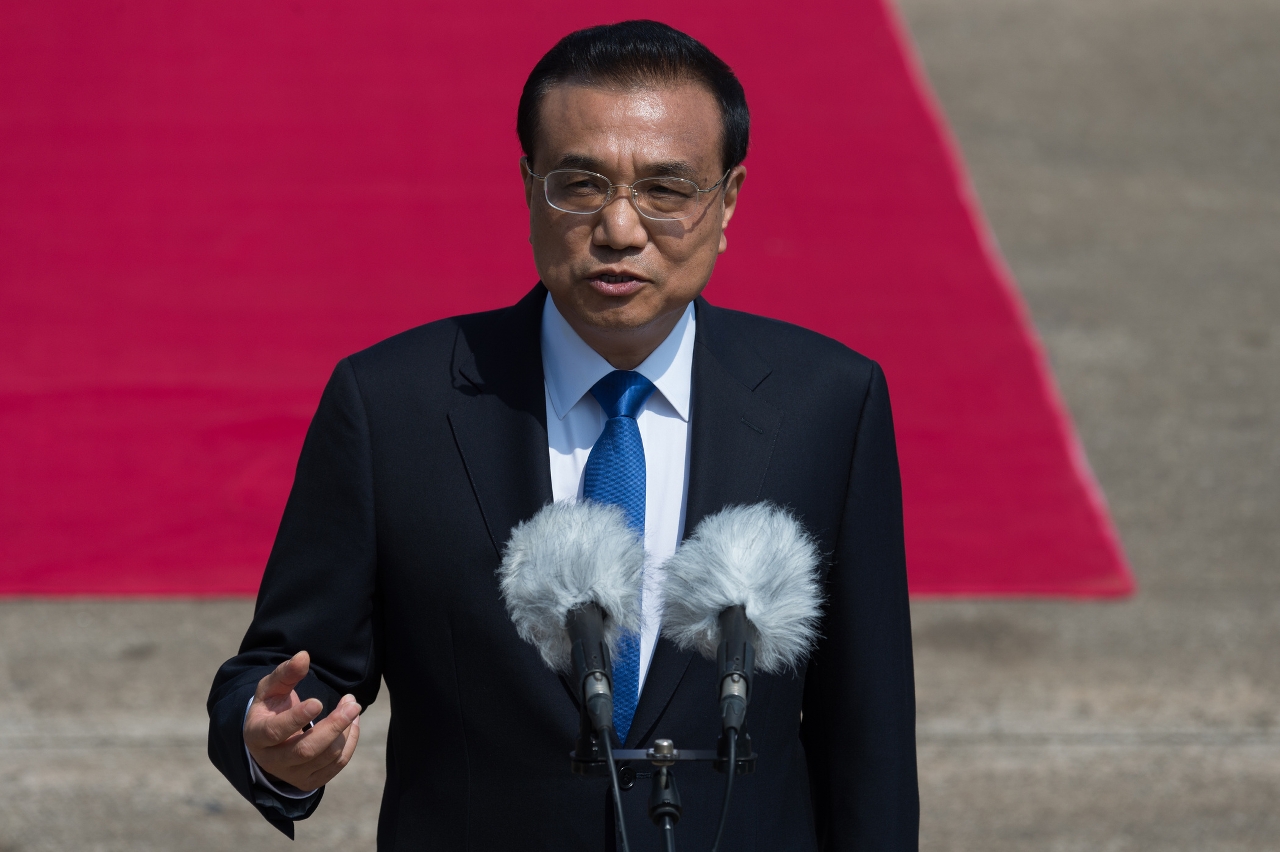 Premier of the State Council, Li Keqiang, delivers a speech upon arrival in Macao for a three-day visit.