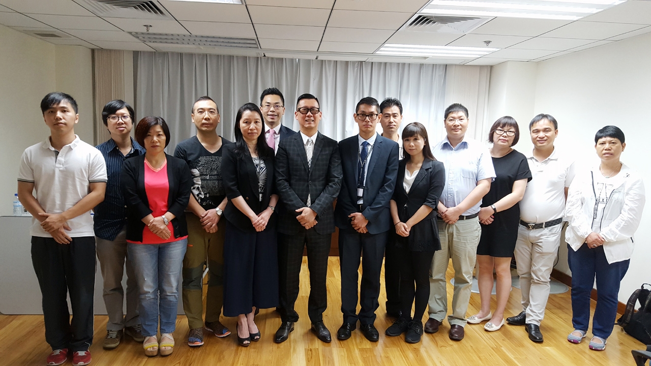 The Director of the Gaming Inspection and Coordination Bureau, Mr Paulo Martins Chan, poses for a photograph after the session with representatives of 11 local associations representing casino employee interests.