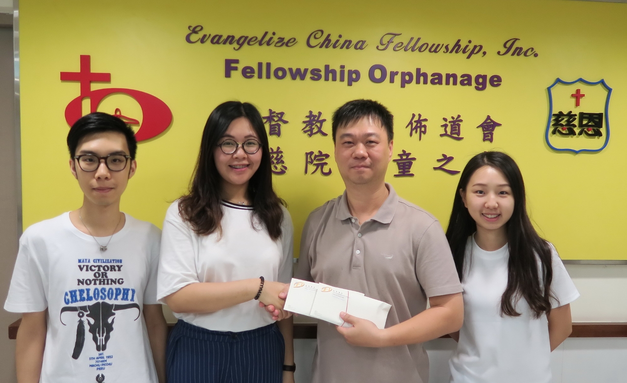 Student raised donation for Fellowship Orphanage of Evangelize China Fellowship