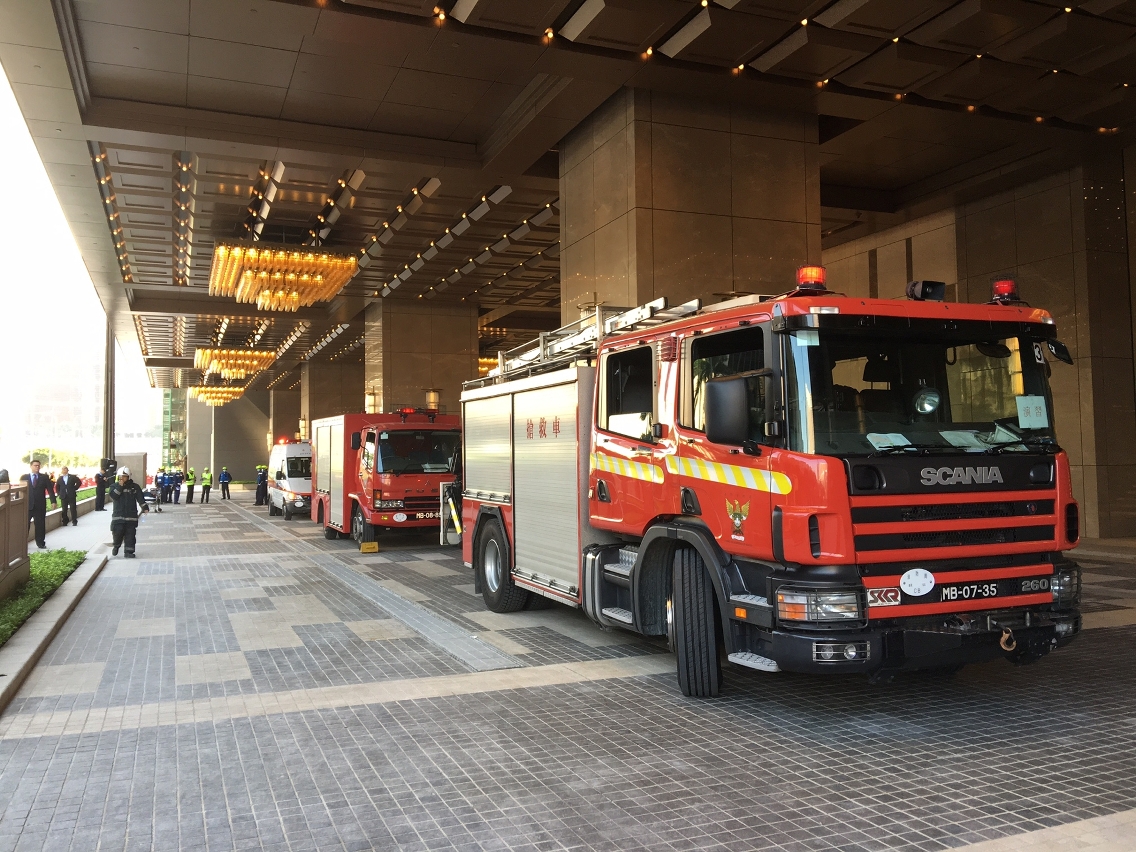 Simulacro de incêndio e evacuação no Hotel “The St. Regis Macau, COTAI Central”