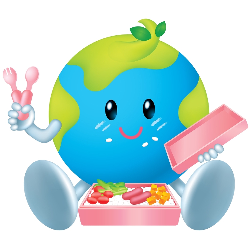 A mascote da DSPA, o Sr. Planeta, partilha as experiências sobre a redução de resíduos durante o Festival de Gastronomia, apelando a todos para trazerem consigo os utensílios de mesa.