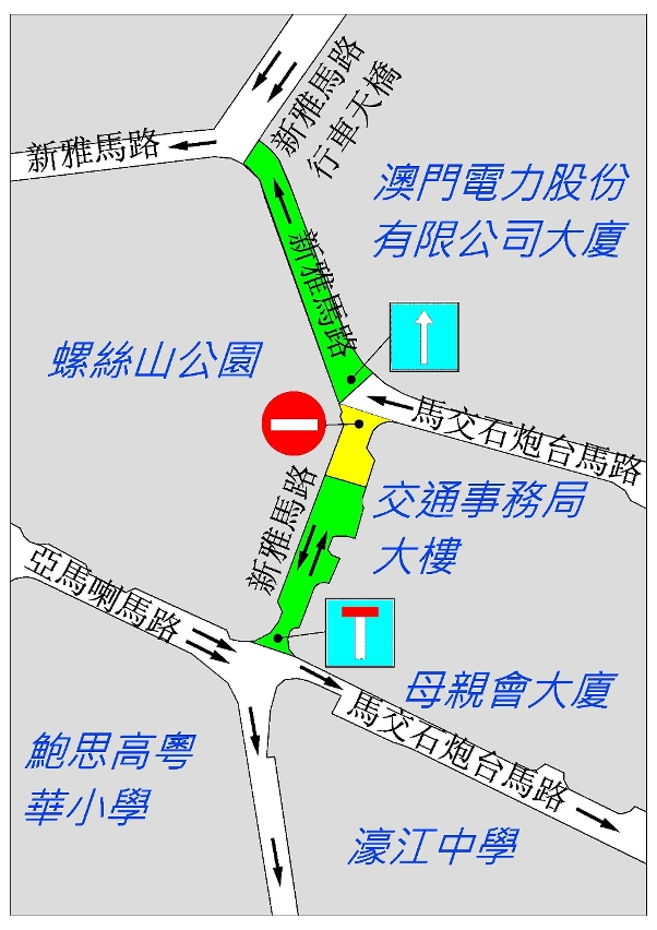 新雅馬路周五實施臨時交通安排示意圖