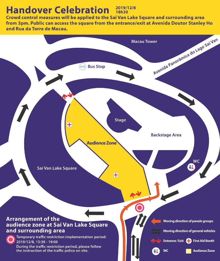 Arrangement of the audience zone at Sai Van Lake Square and surrounding area