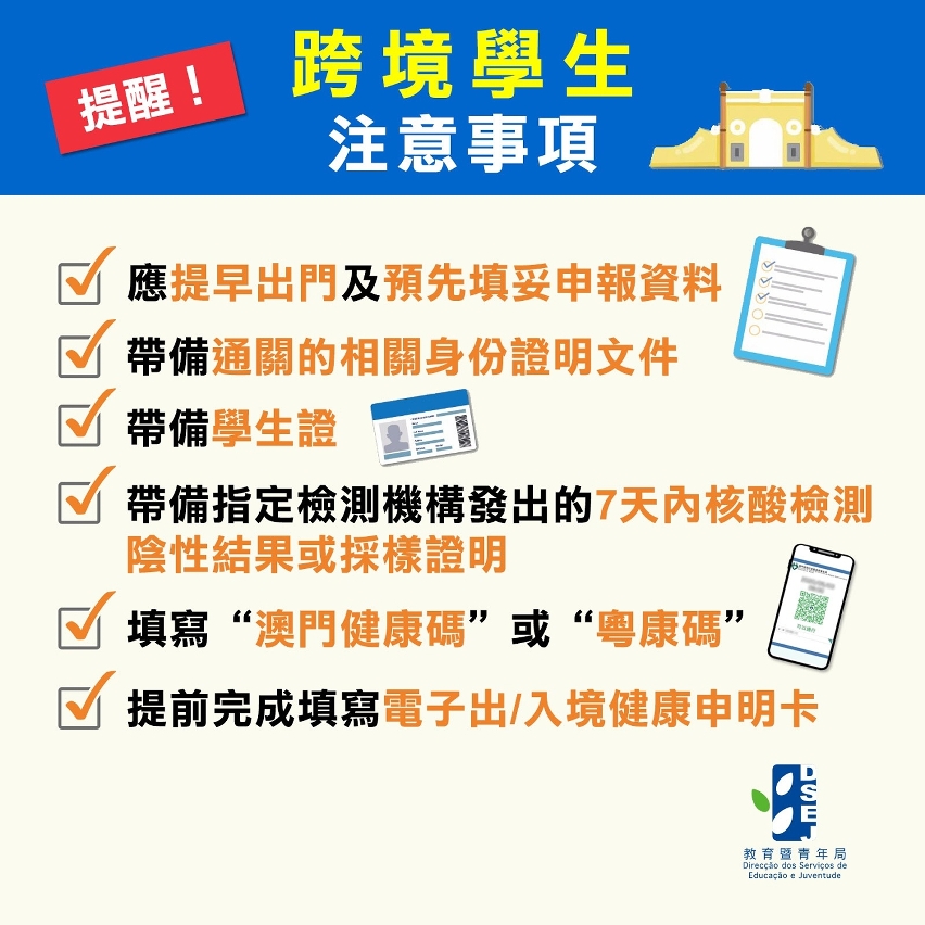 【圖文包】提醒跨境學生注意事項
