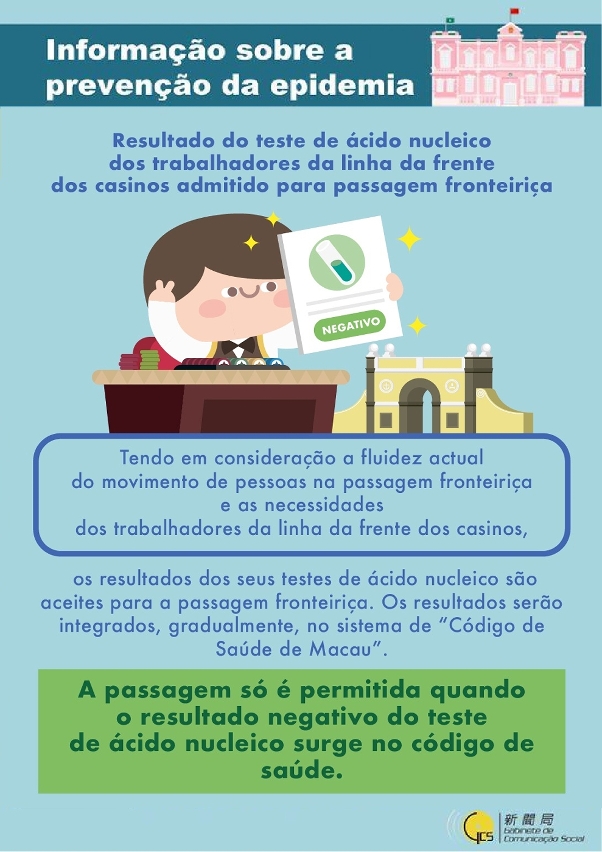 çaResultado do teste de ácido nucleico dos trabalhadores da linha da frente dos casinos admitido para passagem fronteiri