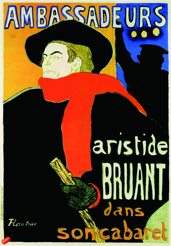 Aristide Bruant no seu cabaréHenri de Toulouse-Lautrec (França) 1892
