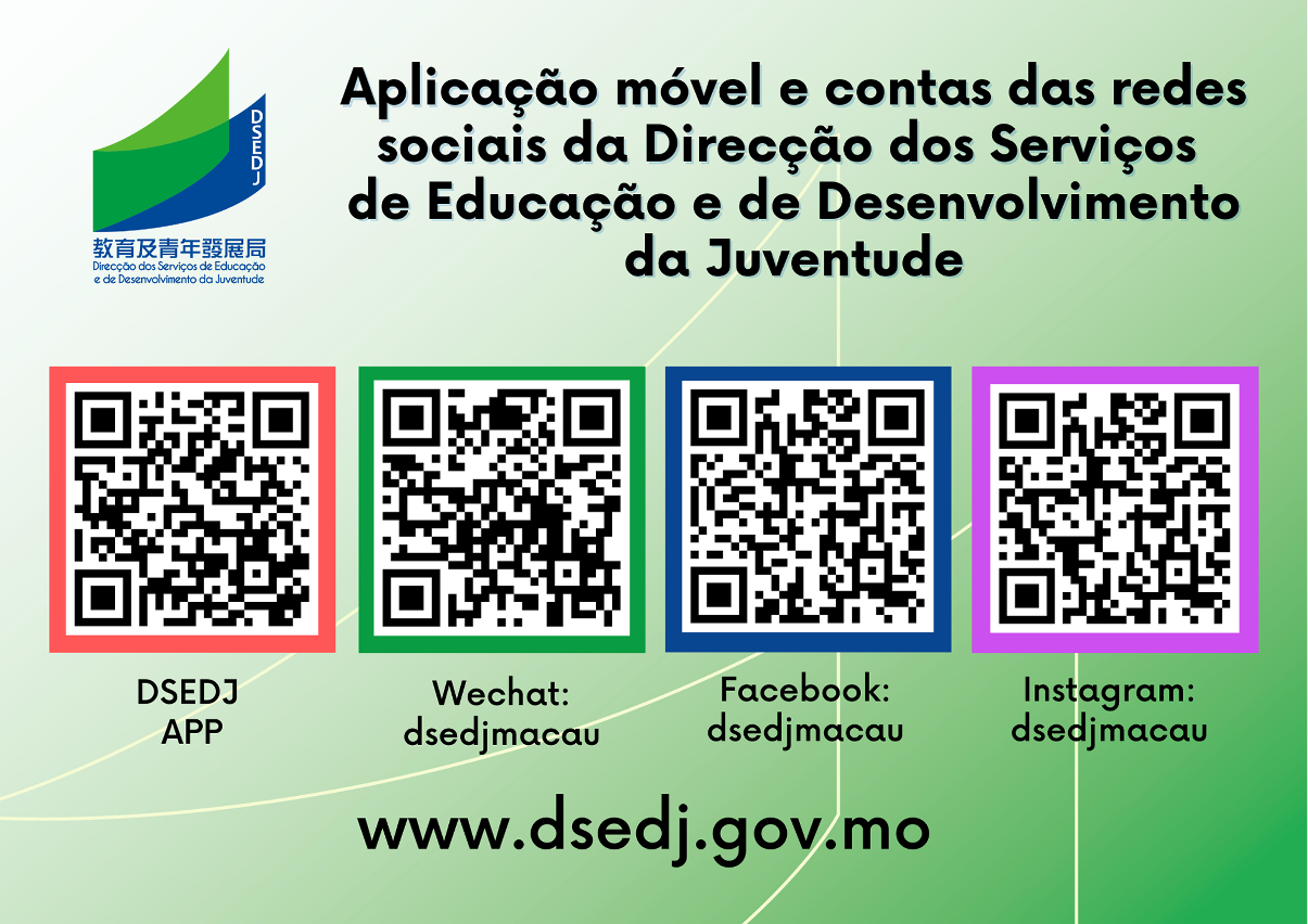 Aplicação móvel e contas das redes sociais da dsedj