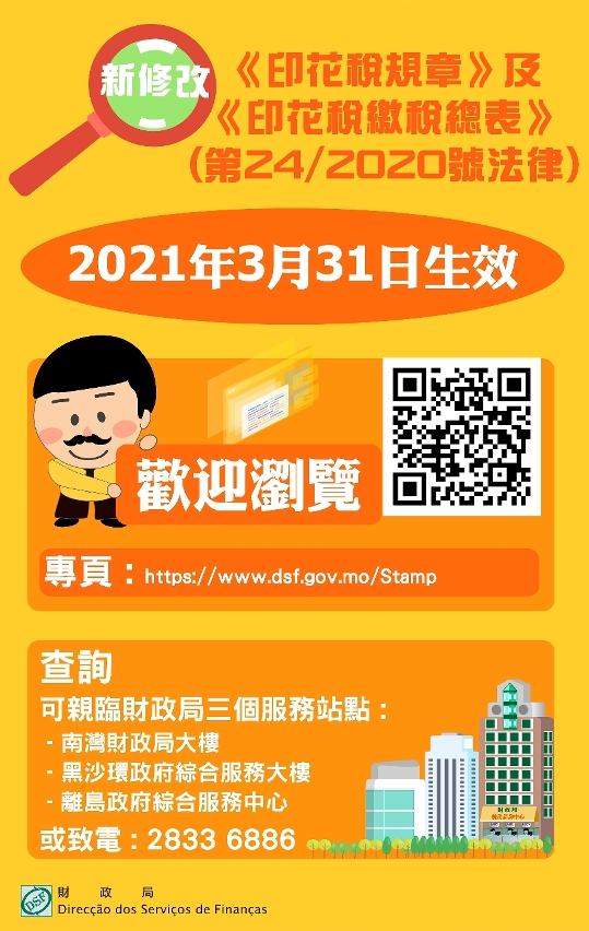 第24/2020號法律《修改〈印花稅規章〉及〈印花稅繳稅總表〉》2021年3月31日生效