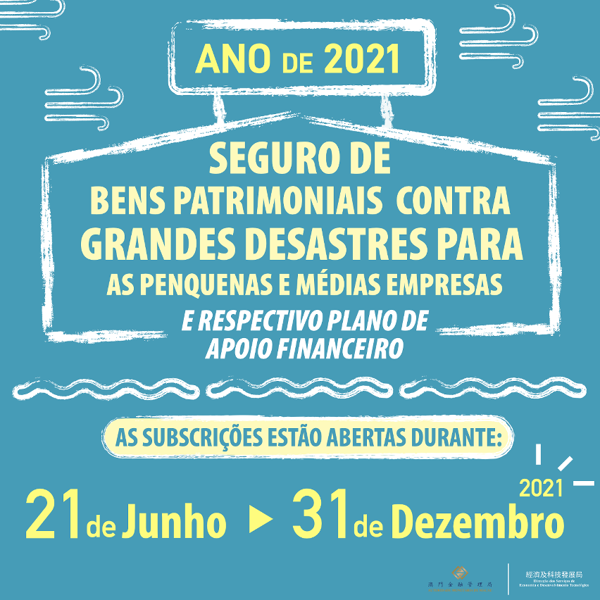 Infografias sobre o Seguro de bens patrimoniais contra grandes desastres para as pequenas e médias empresas e respectivo plano de apoio financeiro para o ano de 2021