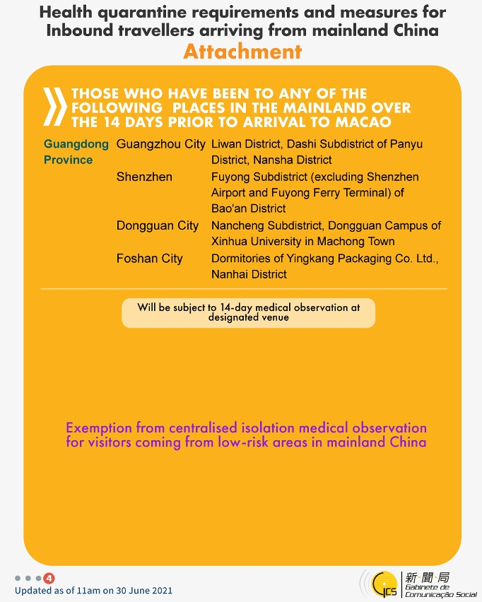 Health quarantine requirements and measures for inbound travellers of different identities.