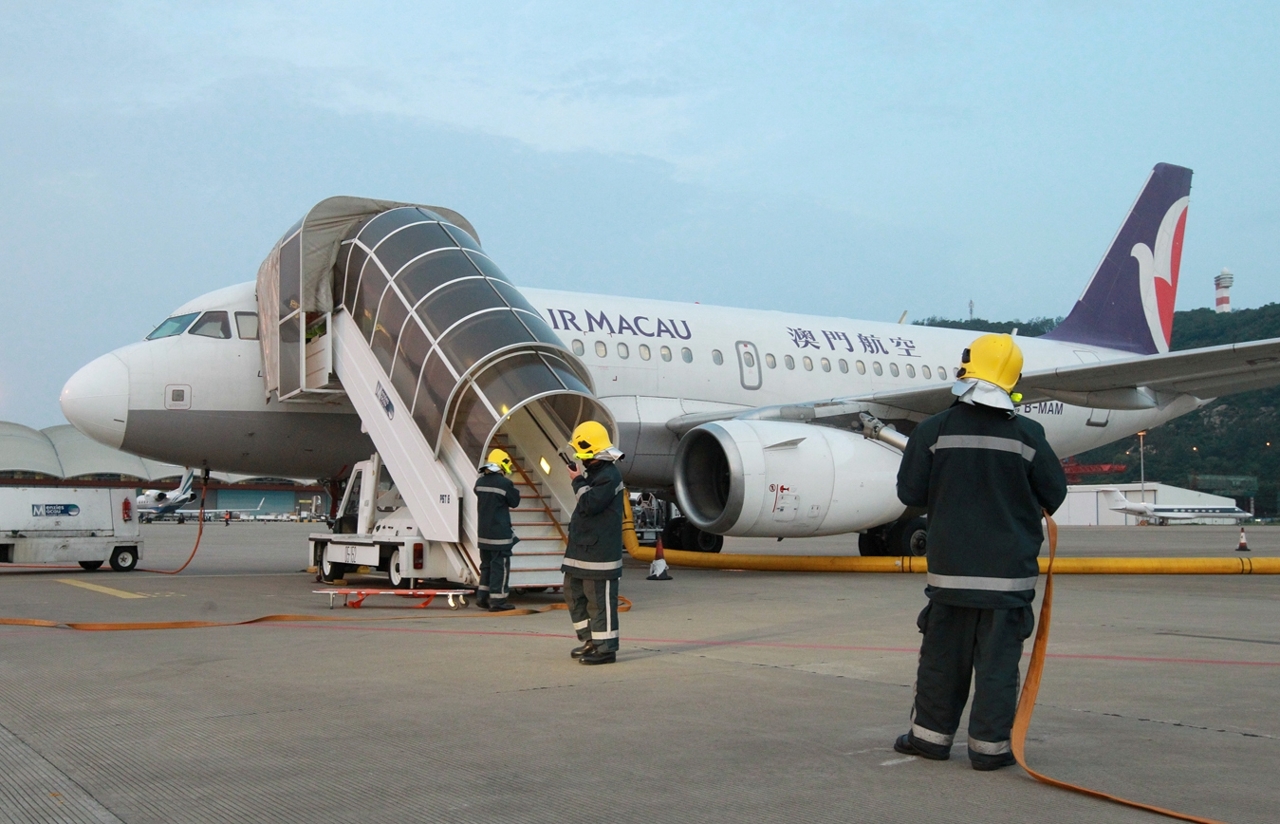 Macau International Airport conducted the full scale emergency exercise on 10 June 2014, simulating the scenario of an accident that occurred in the apron involving an aircraft which was being refueled at that time. The airport emergency plan was immediately activated to deal with the accident.