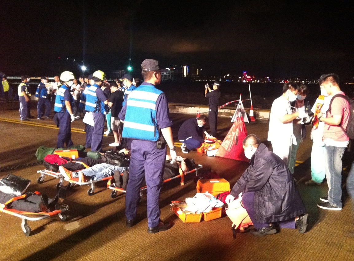 Full Scale Emergency Exercise 2012: Macau International Airport carried out an exercise on 06 July 2012 to simulate the activation of the Airport Emergency Plan in response to two aircraft crashing at the airport taxiway junction which led to a number of casualties. The responsible parties performed the search and rescue actions upon receipt of crash alarm notification.