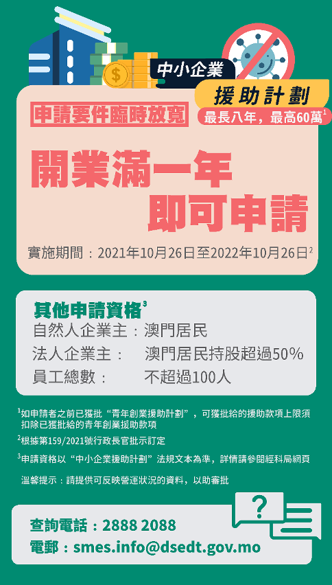 “中小企業援助計劃”申請條件臨時放寬