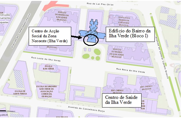 O Centro de Acção Social da Zona Noroeste (Ilha Verde) do IAS vai mudar as suas instalações para o Edifício do Bairro da Ilha Verde no dia 4 de Abril _ Mapa
