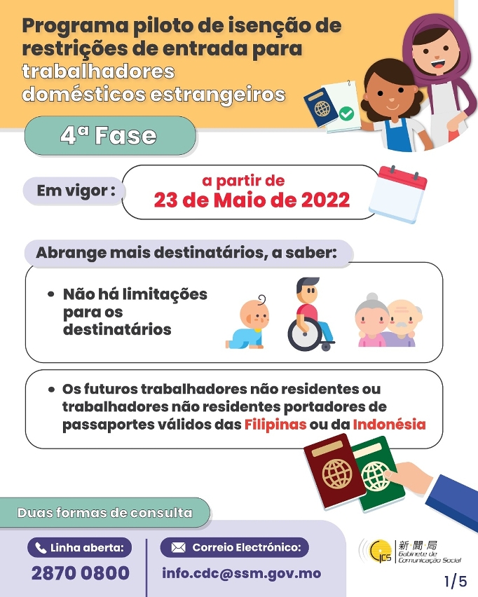 Programa piloto de isenção de restrições de entrada para trabalhadores domésticos estrangeiros --- 4ª fase