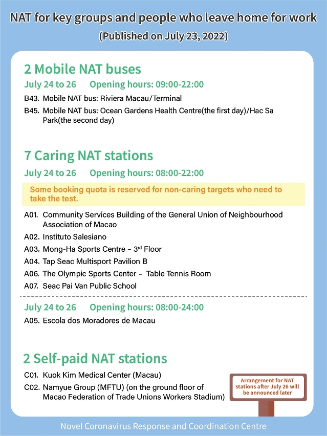 NAT arrangements for key groups and people leaving home for work