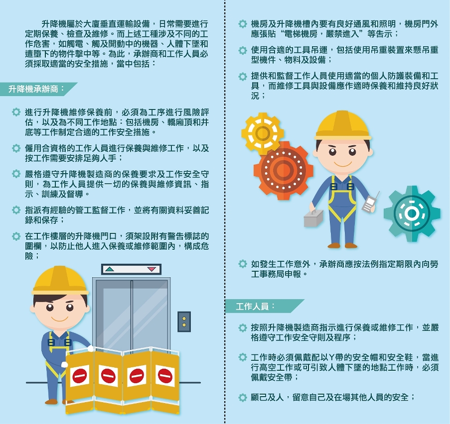 升降機維修及保養工作安全指引